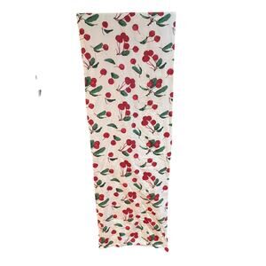 Pottery Barn Table Runner Cherries Red Green 17" x 103" Cotton White